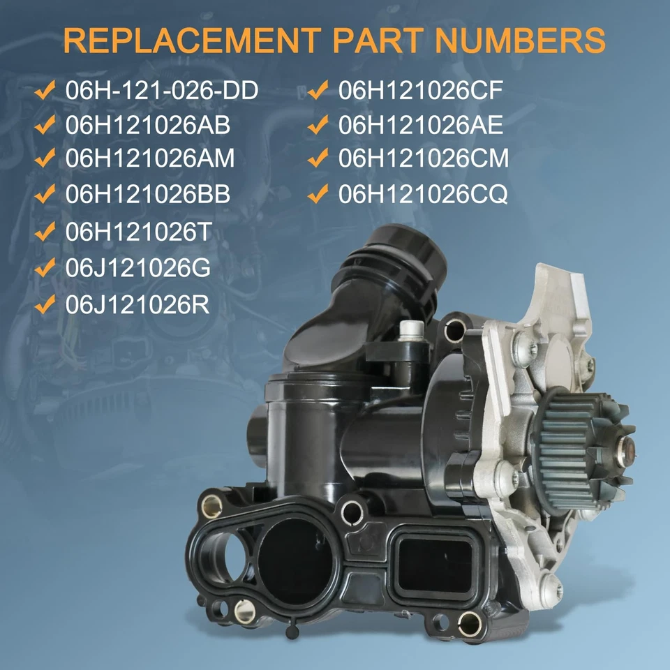 Water Pump & Thermostat 06H121026ED for Audi A5 A6 Q5 TT VW Jetta Tiguan 2.0L - Image 2 of 4