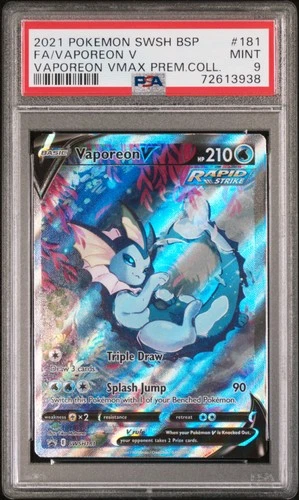 PSA 9 Vaporeon V SWSH181 2021 Sword & Shield Black Star Promo Pokemon Card