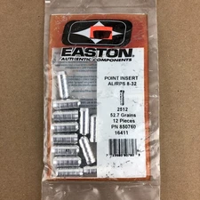 Easton Arrow Point Insert AL / RPS 6mm 8-32, 2512, 52.7 Grains 12 Pack PN 850760