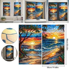 Static Cling Glass Window Film Privacy Stained Glass Sticker UV Protection PVC