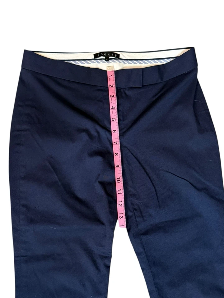Pantalones chinos Theory para mujer talla 4 azul marino pierna recta clásicos ropa de trabajo preparada Foto 4 de 4