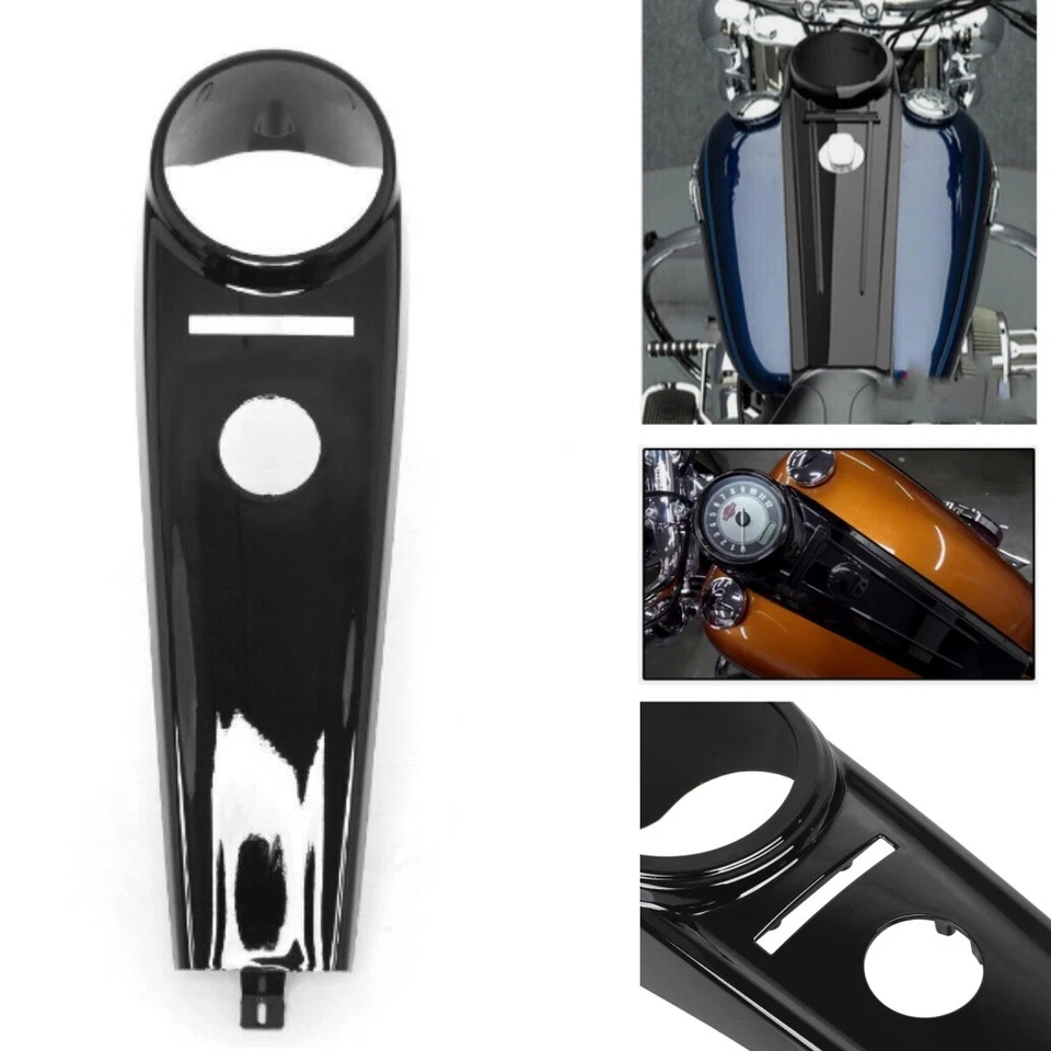 Cubierta del panel de tablero del tanque de combustible de gasolina negra brillante para Harley Softail Fat Boy 00-17 Foto 3 de 4
