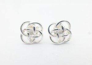 925-Sterling-Silver-Celtic-Quatrefoil-Knot-4-Four-Looped-Stud-Post-Earrings