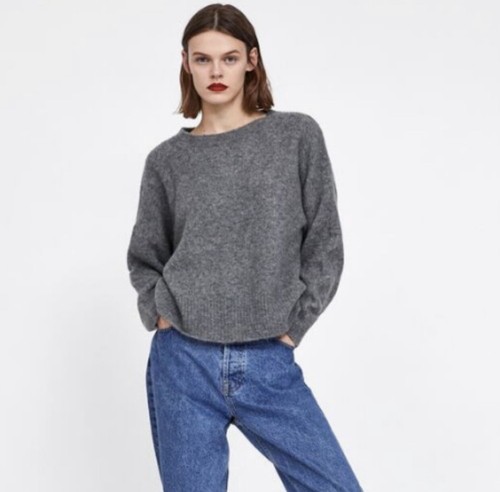 Zara Knit Oversized Sweater Gray Size Large | eBay