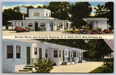 New Orleans LA Art Deco Bel-Air Motel Gentilly Highway~Roadside~ Fullmer Owner