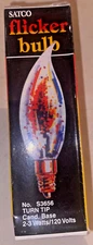 Satco S3656 3W 120V Flame Tip 32mm E12 Candelabra Base Flicker Bulb, Clear