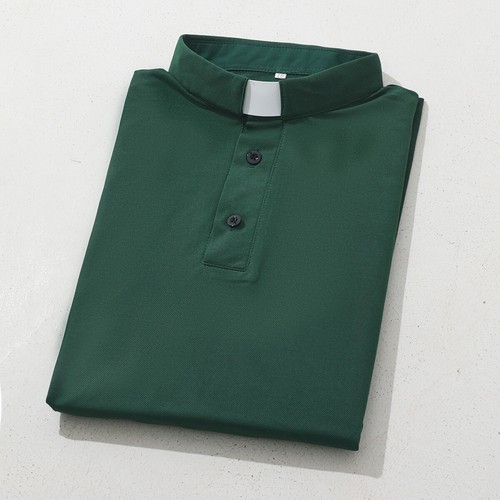 T-Shirt Herren Klerus Poloshirt Priester Vikar Pastor Tops mit Kleriker Tab Kragen - Bild 20 von 38