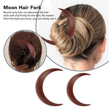 2Pcs Moon Hair Fork ABS Decorative Moon Hairpin Hair Stick for Daily Cosplay