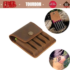 Tourbon Leather Rifle Ammo Pouch Belt Carry Case 5 Rounds Cartridge Hold Wallet
