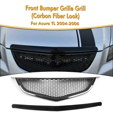 Carbon Fiber Look Front Bumper Grille Hood Grill Mesh Kit For Acura TL 2004-2006
