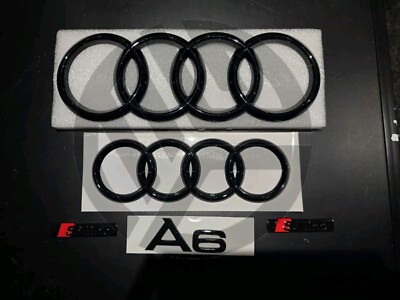 Audi A6 2016-2018 Facelift glänzend schwarz Abzeichen GRILL/STIEFEL/KOTFLÜGEL SET 2 X S-Line