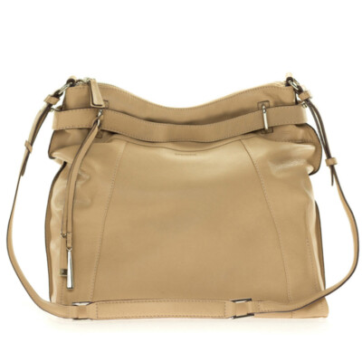 Cromia Italia Made Camel Beige Leather Large Carryall Crossbody Shoulder Bag