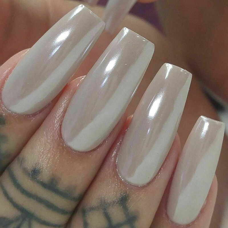 white chrome nails