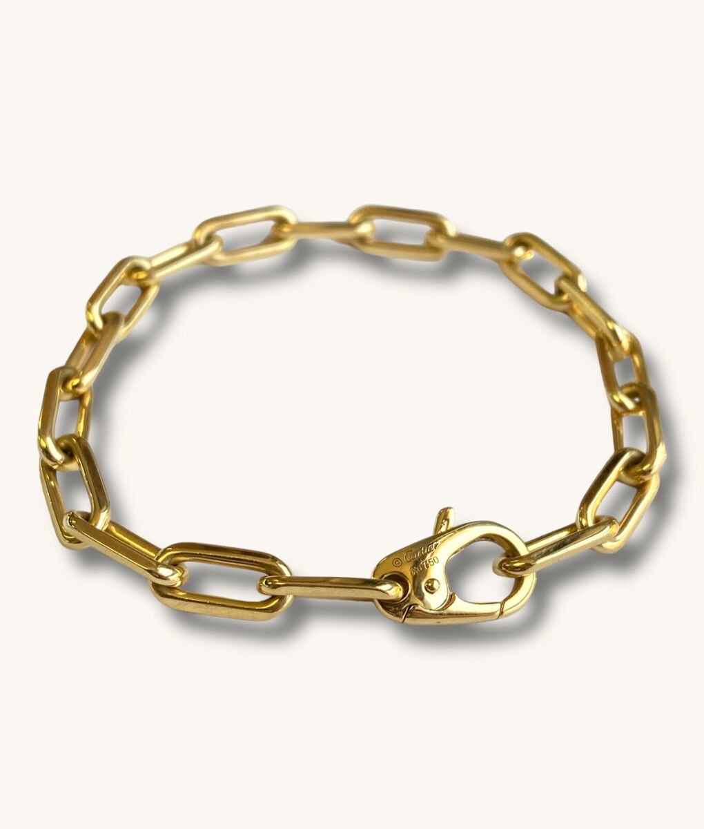 SANTOS DE CARTIER CHAIN BRACELET - 18K GOLD 18.5cm | eBay SANTOS DE CARTIER CHAIN BRACELET - 18K GOLD 18.5cm | eBay