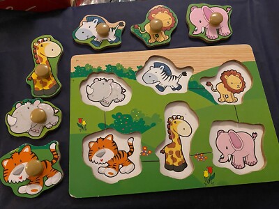 Shanghai Hong Xin Zoo Animals Wooden Puzzle Set, Preschool VTG