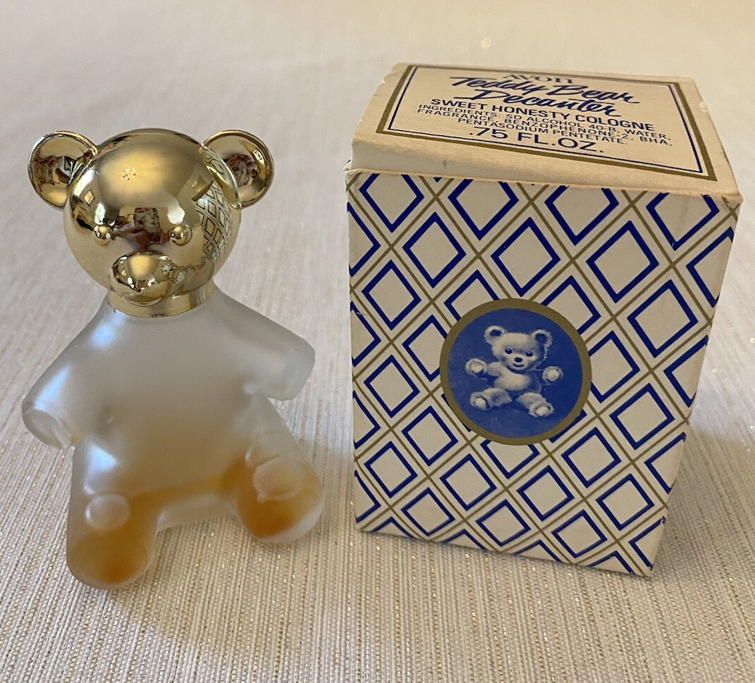 693ヴィンテージ テディベアー2体ぬいぐるみ香水入れ Vintage Avon Teddy Bear Decanter Sweet Honesty Cologne in Box .75