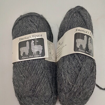 Americas Alpaca DK Weight Yarn 50g 110yards Grey 2 Skeins