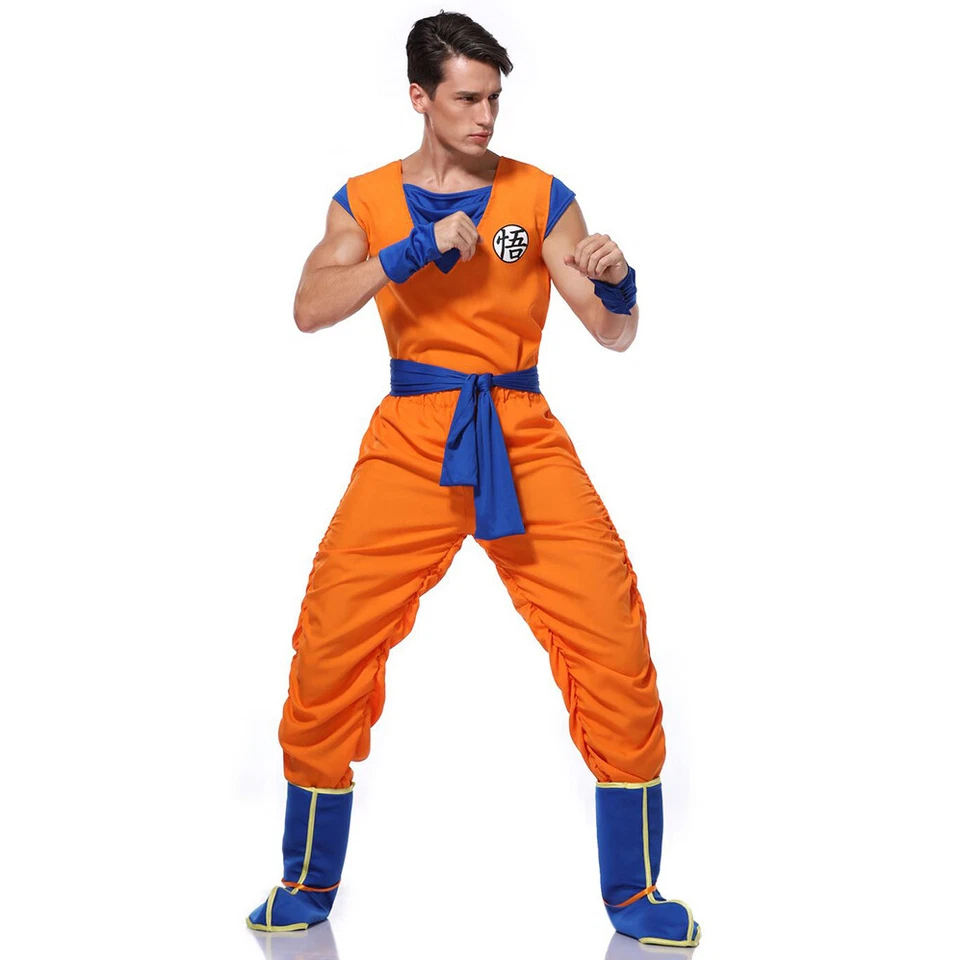 Dragon Ball Z Goku Adult Anime Costume Cosplay Optional Super Saiyan Wig - Image 4 of 4