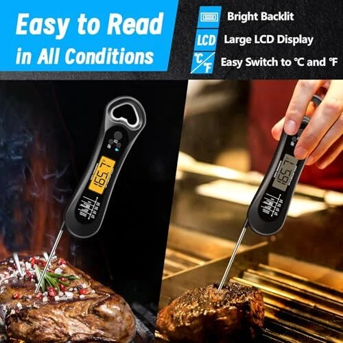 Meat Thermometer Digital, Instant Read Meat Thermometer for Grill and Blue