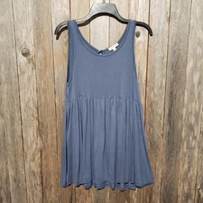 Earthbound S Mini Dress Blue Swing Sleeveless Tank Knit Women's Small Jersey