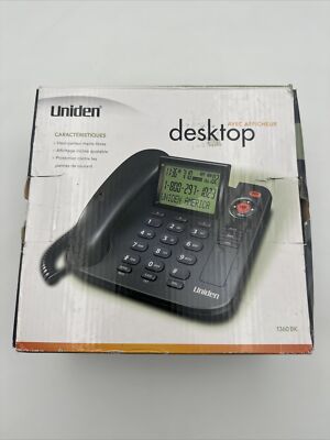 Uniden 1360 BK Single Line Desktop Phone w/Caller ID Speaker LCD Tilt  Display 50633330067|