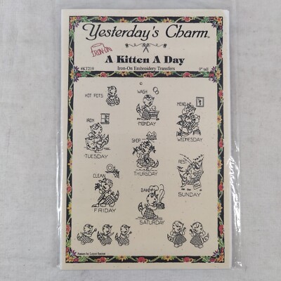 Kitten a Day Cat Animal Calendar Quilt Iron On Transfer Small 9'' Tall
