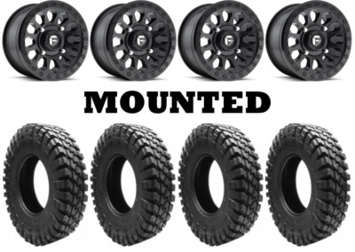 Kit 4 Quadboss QBT808 Tires 30x10-15 on Fuel Vector Matte Black D579 Wheels 550