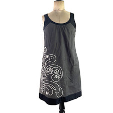 Anthropologie Floreat Medium Gray Embroidered Sleeveless Shift Dress