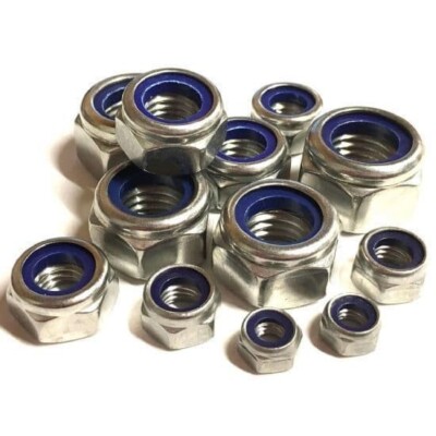 M3,4,5,6,8,10,12 NYLOC NYLON-EINSATZ VERRIEGELUNGSMUTTERN A4 MARINEQUALITÄT EDELSTAHL