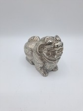Silberdose Deckeldose Pillendose L&ouml;we Hund Silber 900 Asien Betelnuss Kambodscha