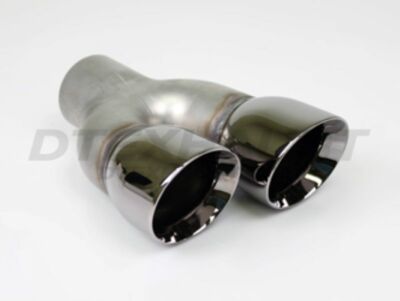 PAIR DT-24096BM L & R BLACK CHROME DUAL PARALLEL ANGLE DOUBLE WALL TIP 2.25'' INL