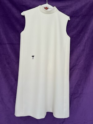 Christian Dior Dress Ivory Sleeveless High Collar wasp size S