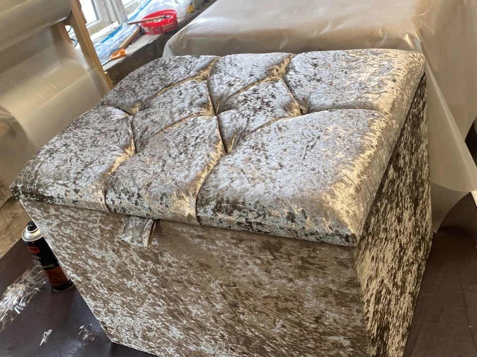 Mini Ottoman Storage Box/ Blanket Box, Toy Box in different fabric & Colors.. - Image 2 of 4