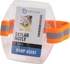 Hi Vis Orange Arm Id Badge Holder Durable Vinyl Reflective Armband 4.75 X 3