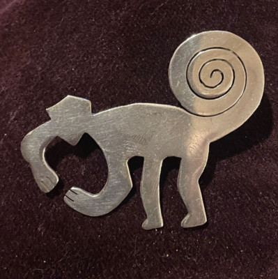 PERU 925 SILBER AFFE - BRIOCH / ANHÄNGER - NAZCA LINIEN - PRIMAT