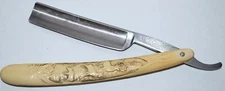Vintage Clauss Extra Barbers Special Stag Deer Straight Folding Shaving Razor