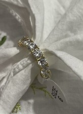 Clear Cubic Zirconia 14K/925 Sterling Silver Eternity Ring Size 6