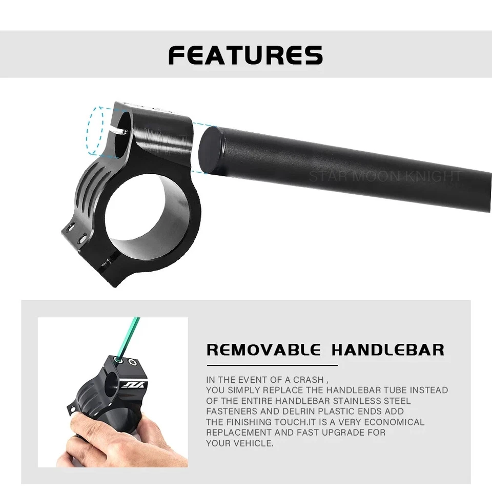 Clip-on Handlebar Motorcycle 43mm Clip 7/8" Bar for Yamaha YZF R6 ZX6R ZZ-R1100 Foto 3 de 4
