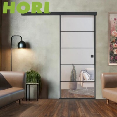 HORI Glasschiebetür aus ESG Glas Zimmertür Modernes Loft-Design in Schwarz