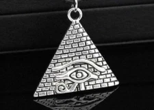EYE HORUS PYRAMID ILLUMINATI pendant Sterling Silver 925 20" necklace men women