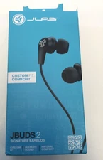 JLab JBuds 2 Signature Earbuds Black Noise Isolation 3 Size Tips Comfort Fit NEW