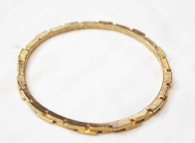 Vintage Trifari Gold Tone Textured & Shiny Bangle Bracelet