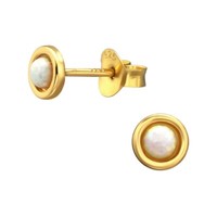 1 Paar Ohrringe Ohrstecker 925 Sterling Silber Vergoldet 5Mm Mit Synth. Opal