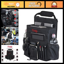 Car Front Seat Organizer with Tablet  Laptop Storage, Adjustable Straps  Buckl