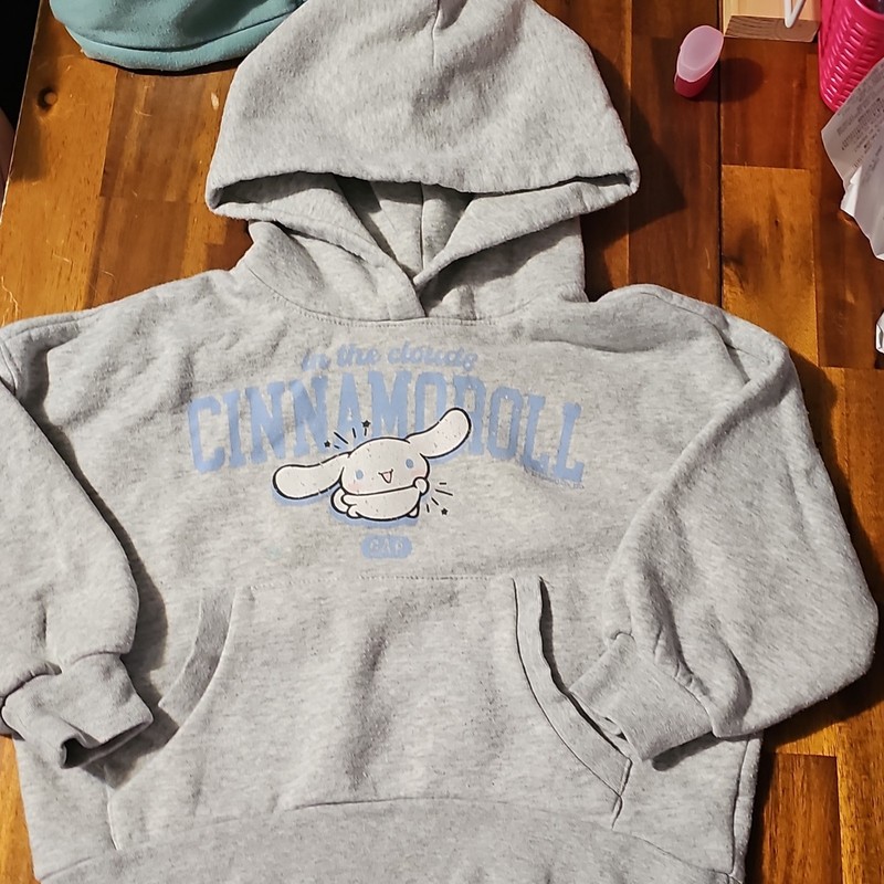 Gap Girls Gray Cinnamoroll Sanrio Hoodie 4-5Y Cotton Blend Fleece Pullover