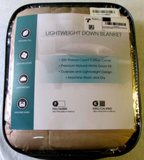 Puredown Lightweight Down Blanket King Size 75 White Down 108 x 90 "New in Pkg"