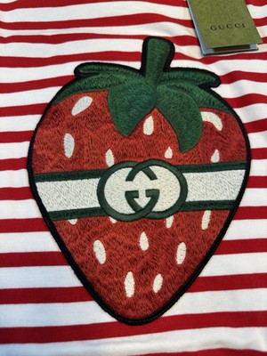 New Authentic Gucci GG Logo Strawberry Dog Pet Shirt Size L | eBay