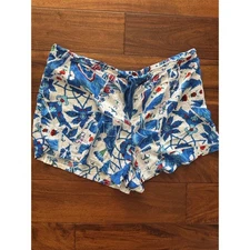 Josie Natori Women Blue Floral Print Pajama Shorts Sleepwear Loungewear Small