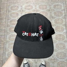 Vintage 90s Made In USA Cat In The Hat Dr Seuss Black SnapBack Hat
