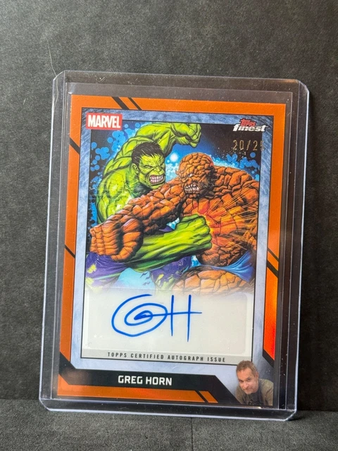 2026 Topps Finest Fantastic Four CBGH Greg Horn Auto Hulk vs Thing Orange SP /25
